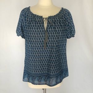 Joie Blue/Gray Boho Peasant Pullover Blouse Size M